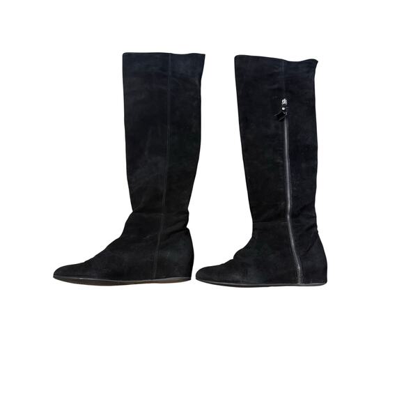 Stuart Weitzman x Russell & Bromley Over-The-Knee Boots 7.5 Black Suede Wedge - Picture 3 of 6